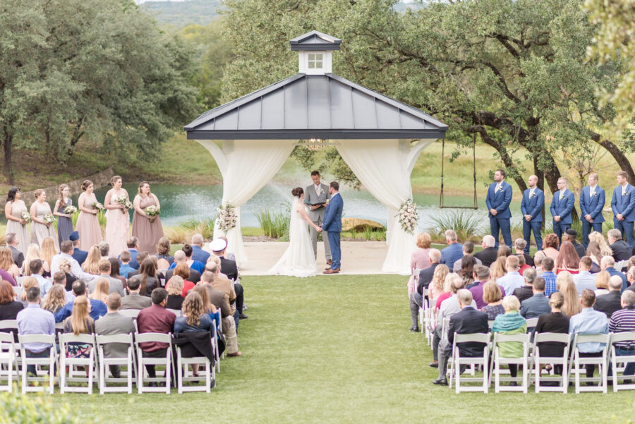 An outdoor wedding ceremony at Kendall Point.