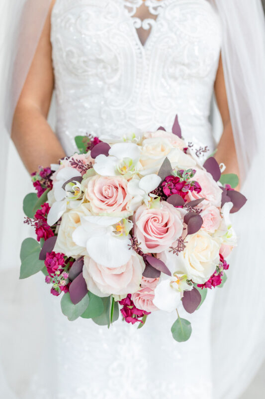 A closeup of the bride's bouquet. 