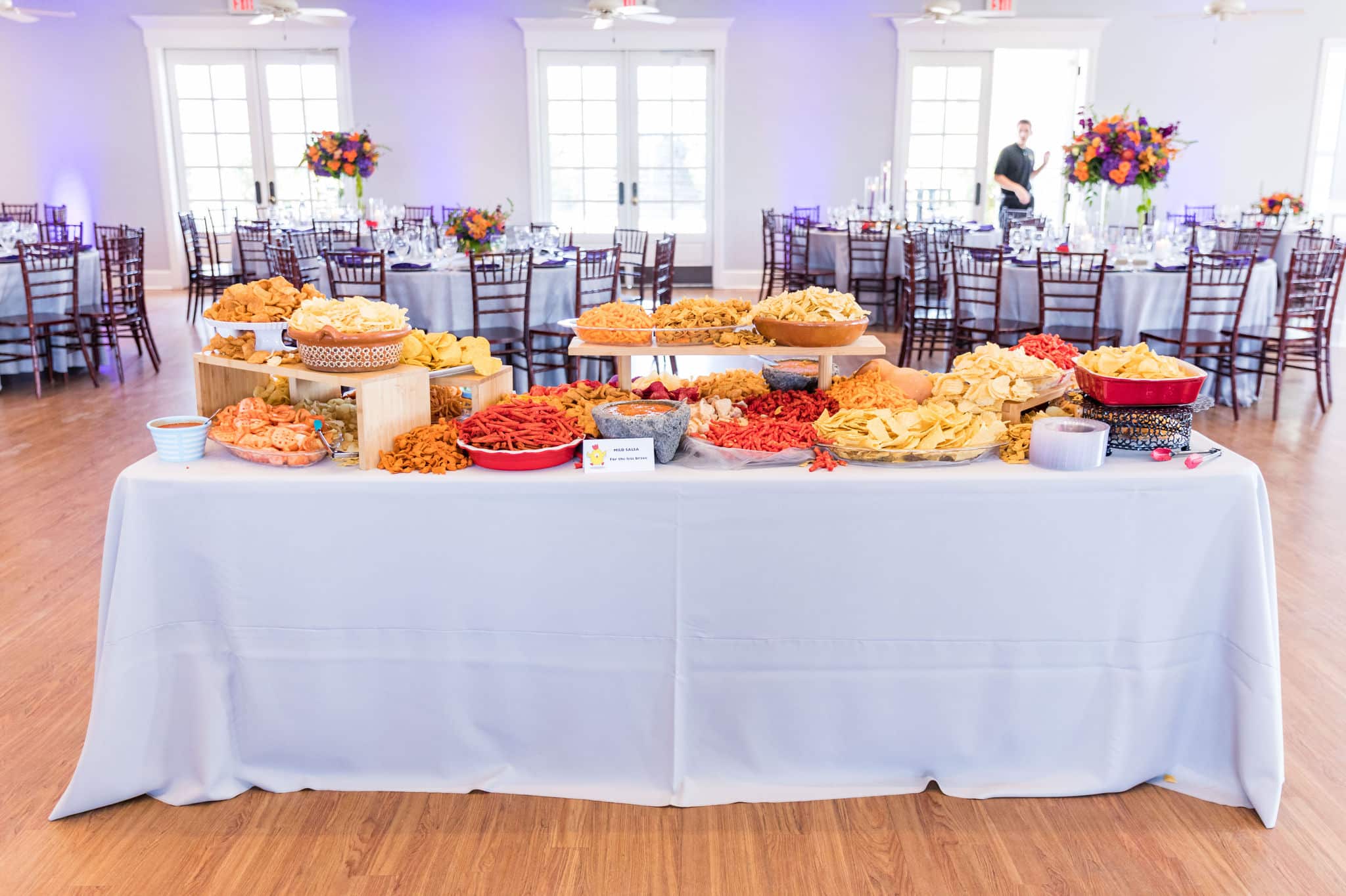 chips and salsa bar at wedding reception