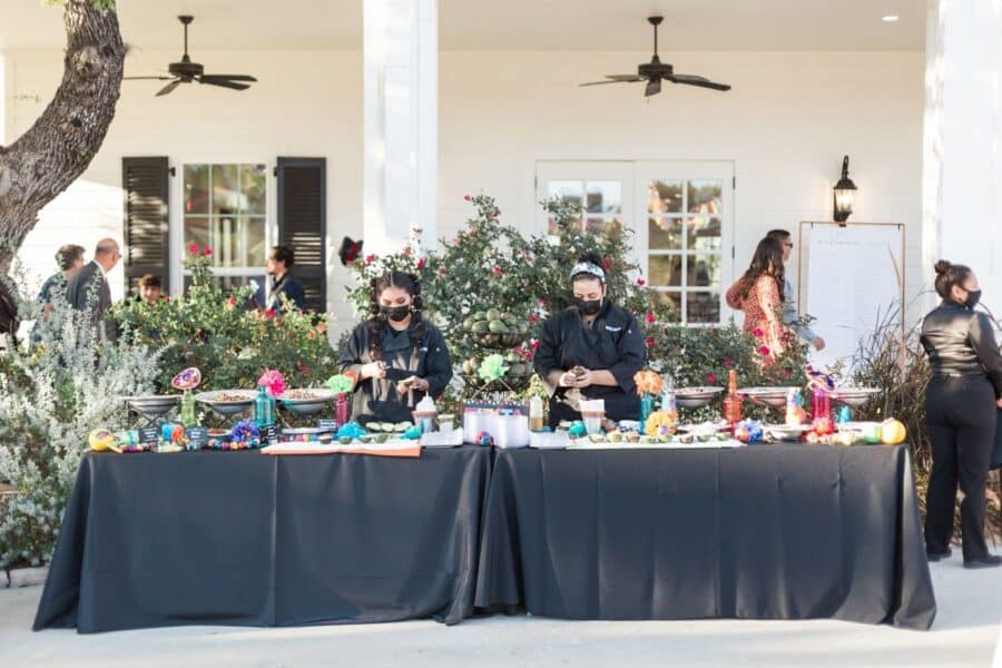 Buffet table set up at a Mexican wedding at Kendall Point