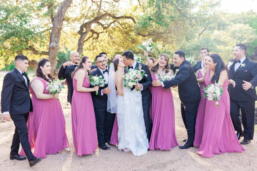 Bride and groom and their bridal party 