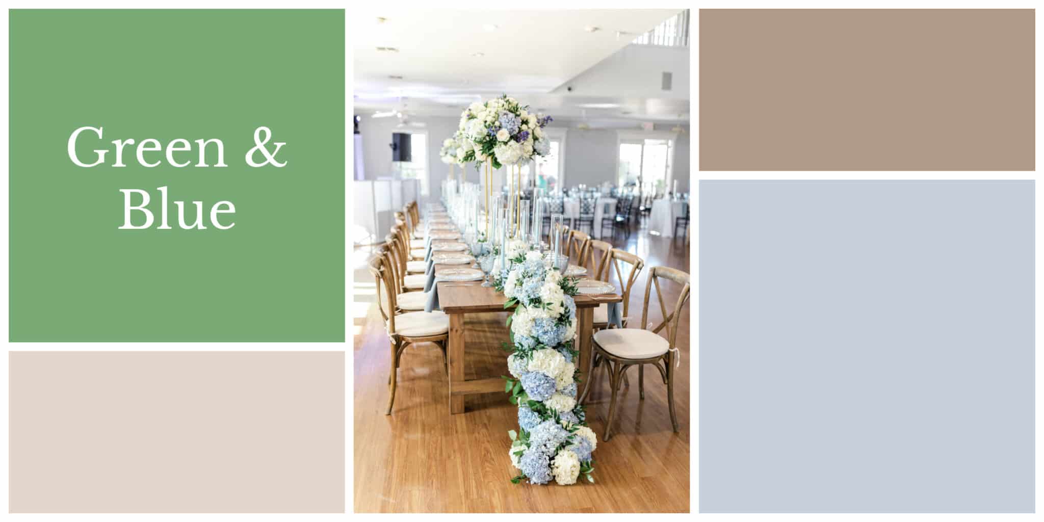 Green and blue wedding color palette