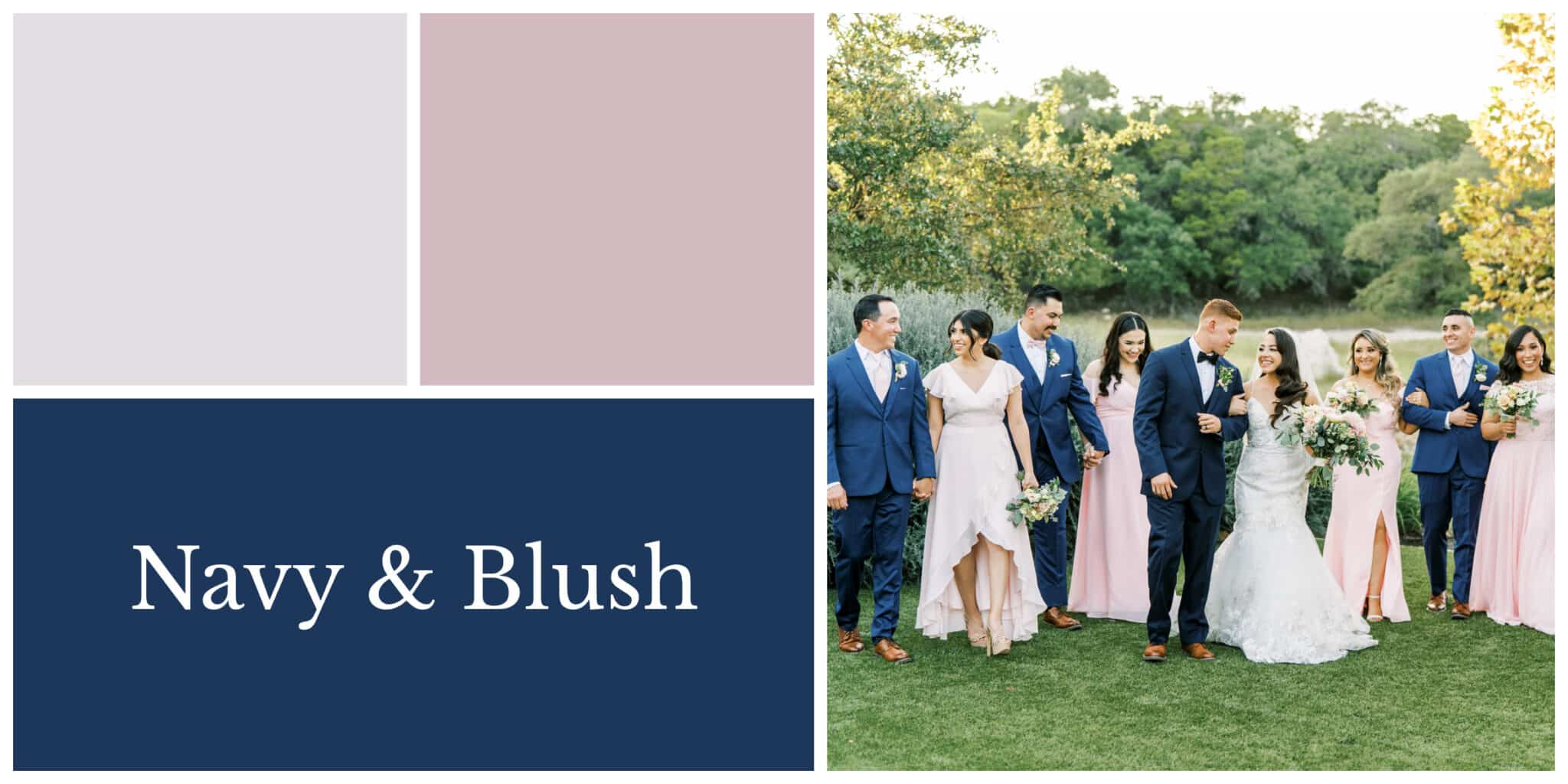 navy and blush color palette