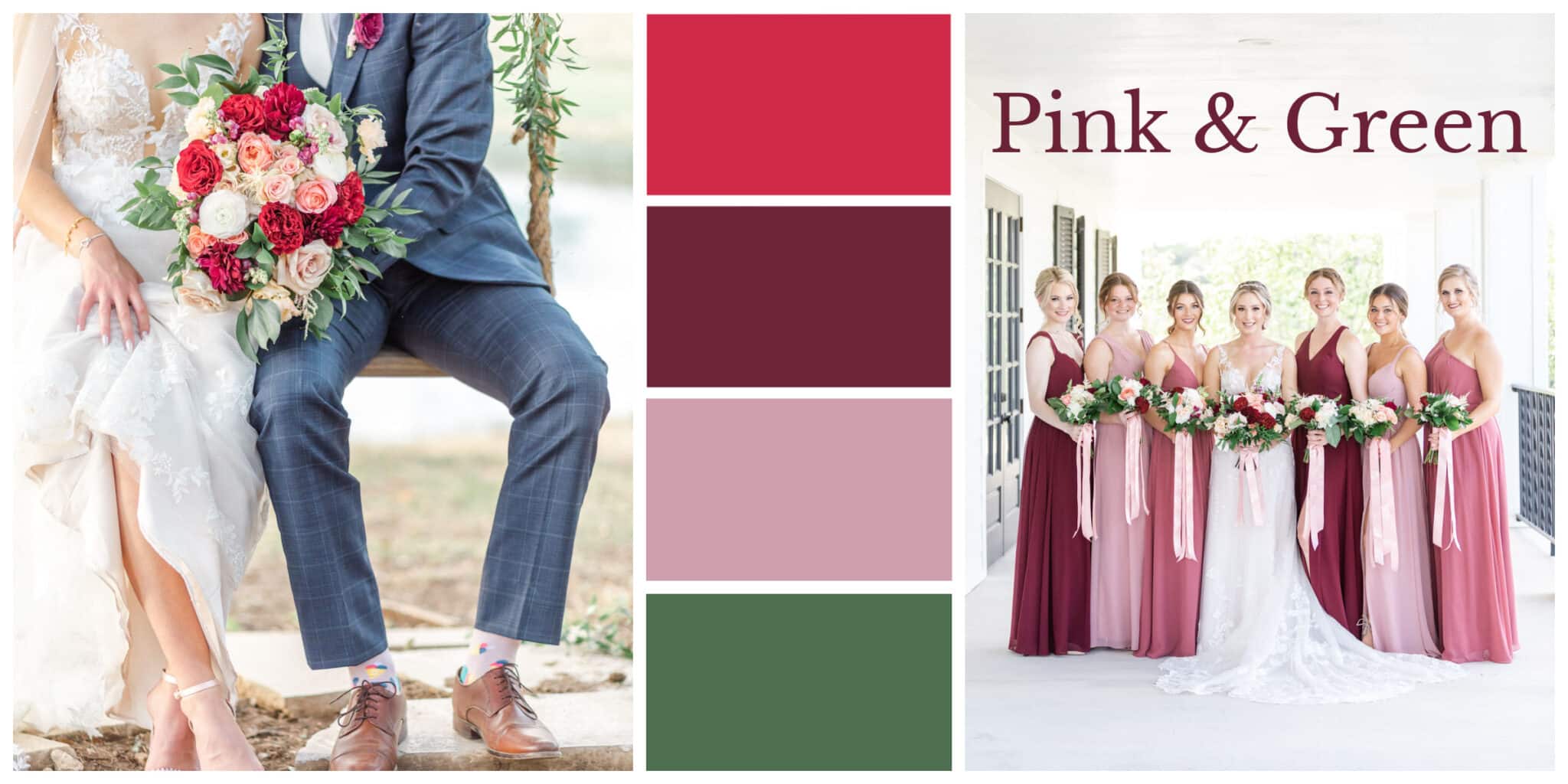 wedding color palette in pink and green