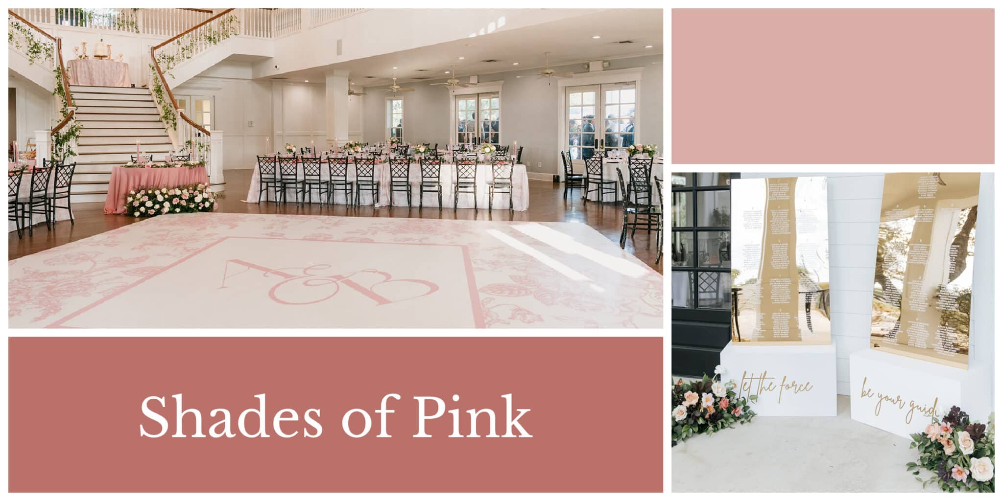 Wedding color palette in shades of pink