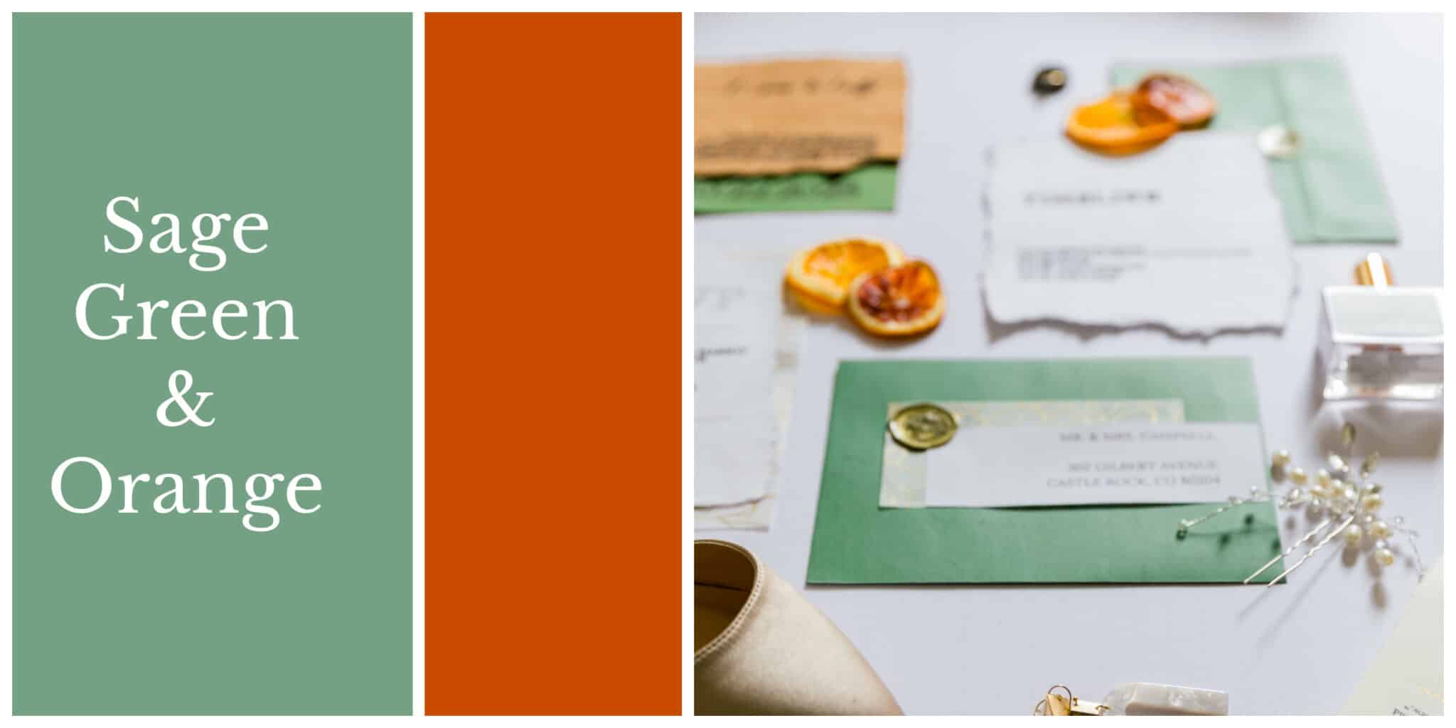 Sage green and orange wedding colors