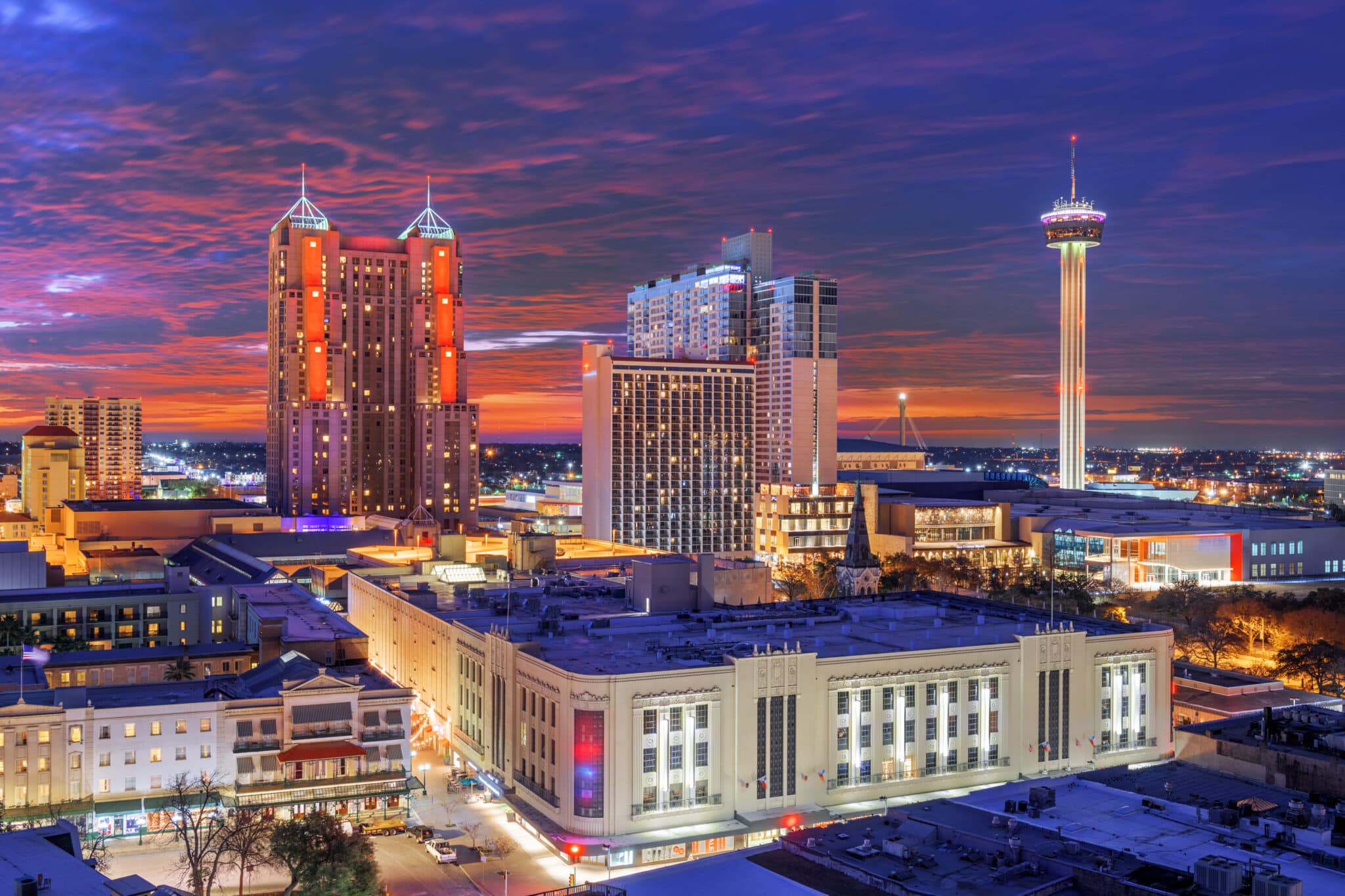 Skyline of San Antonio featuring the Tower of the Americas