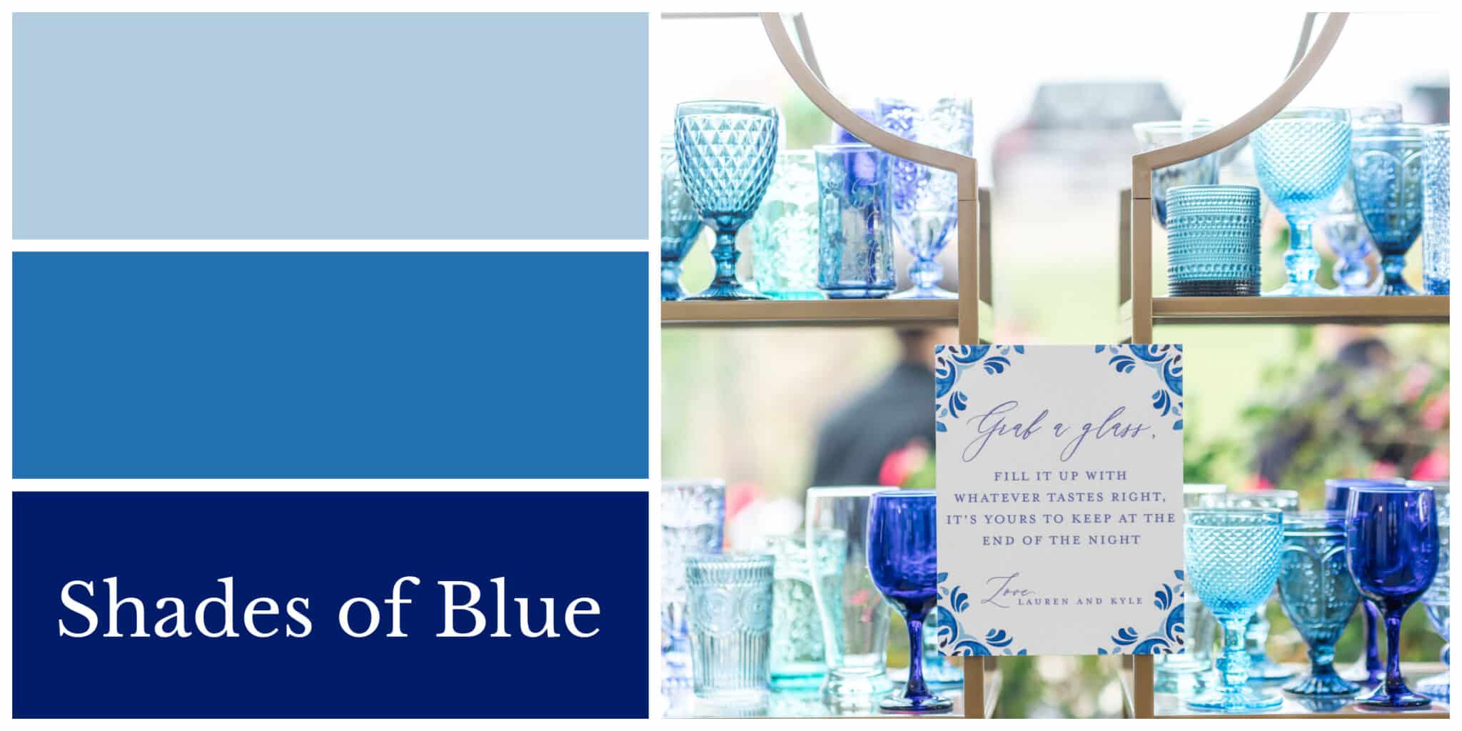 wedding color palette in shades of blue