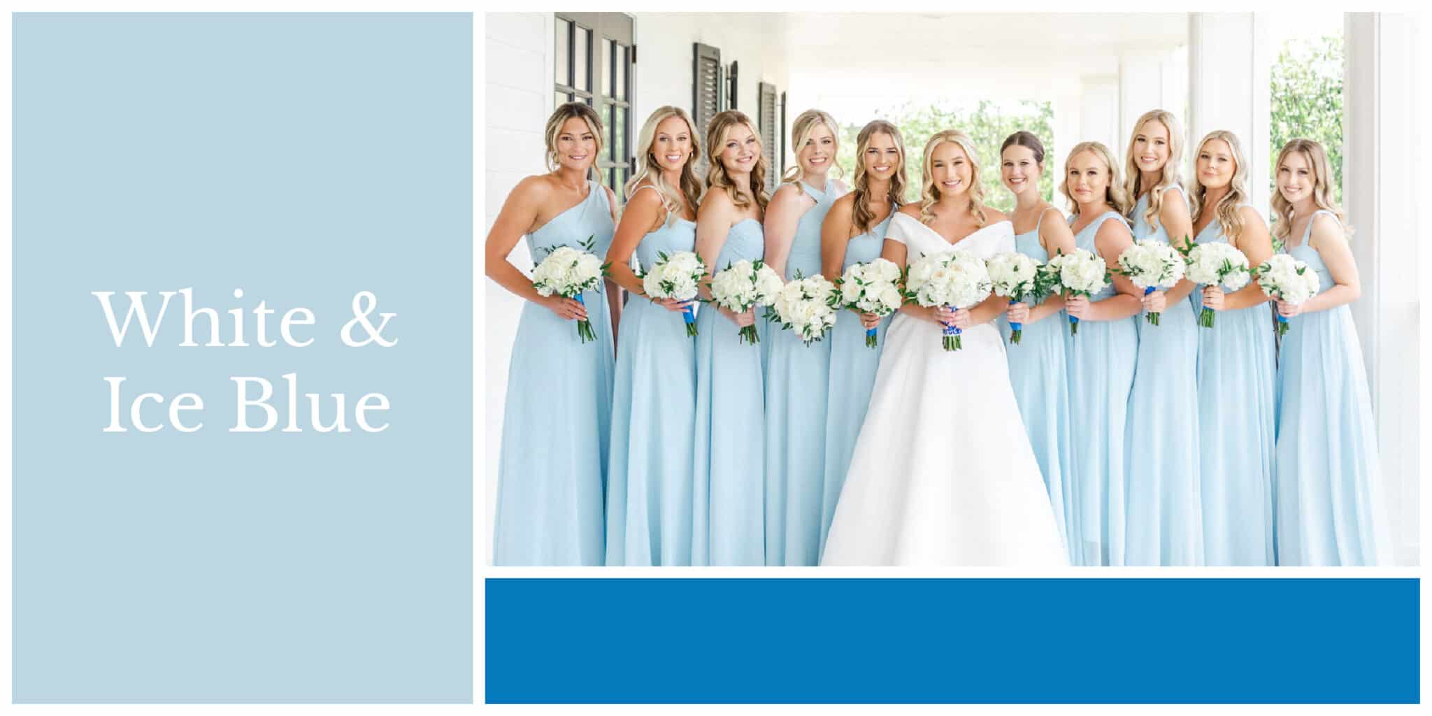 White and ice blue wedding color palette