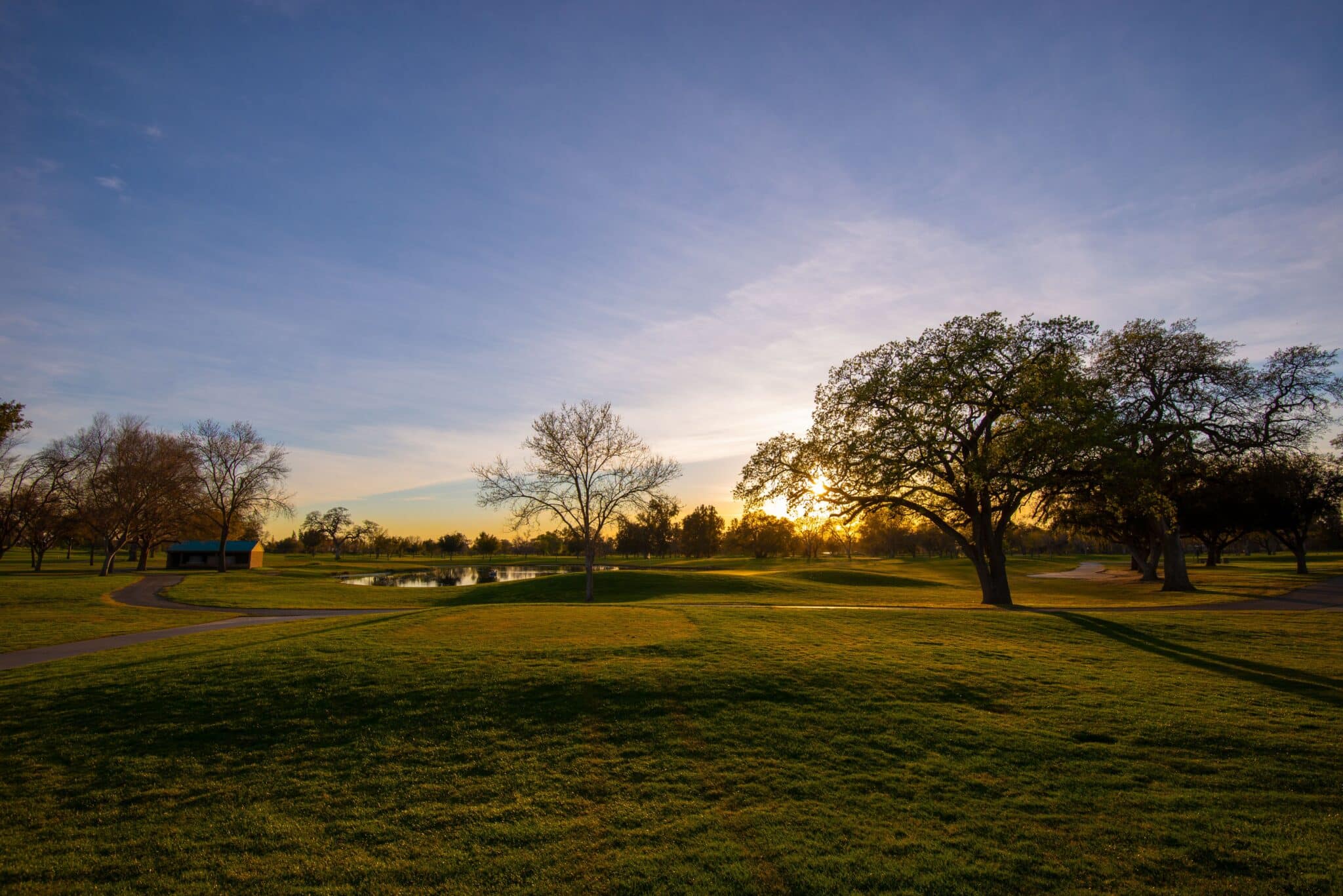 Golf course at sunrise