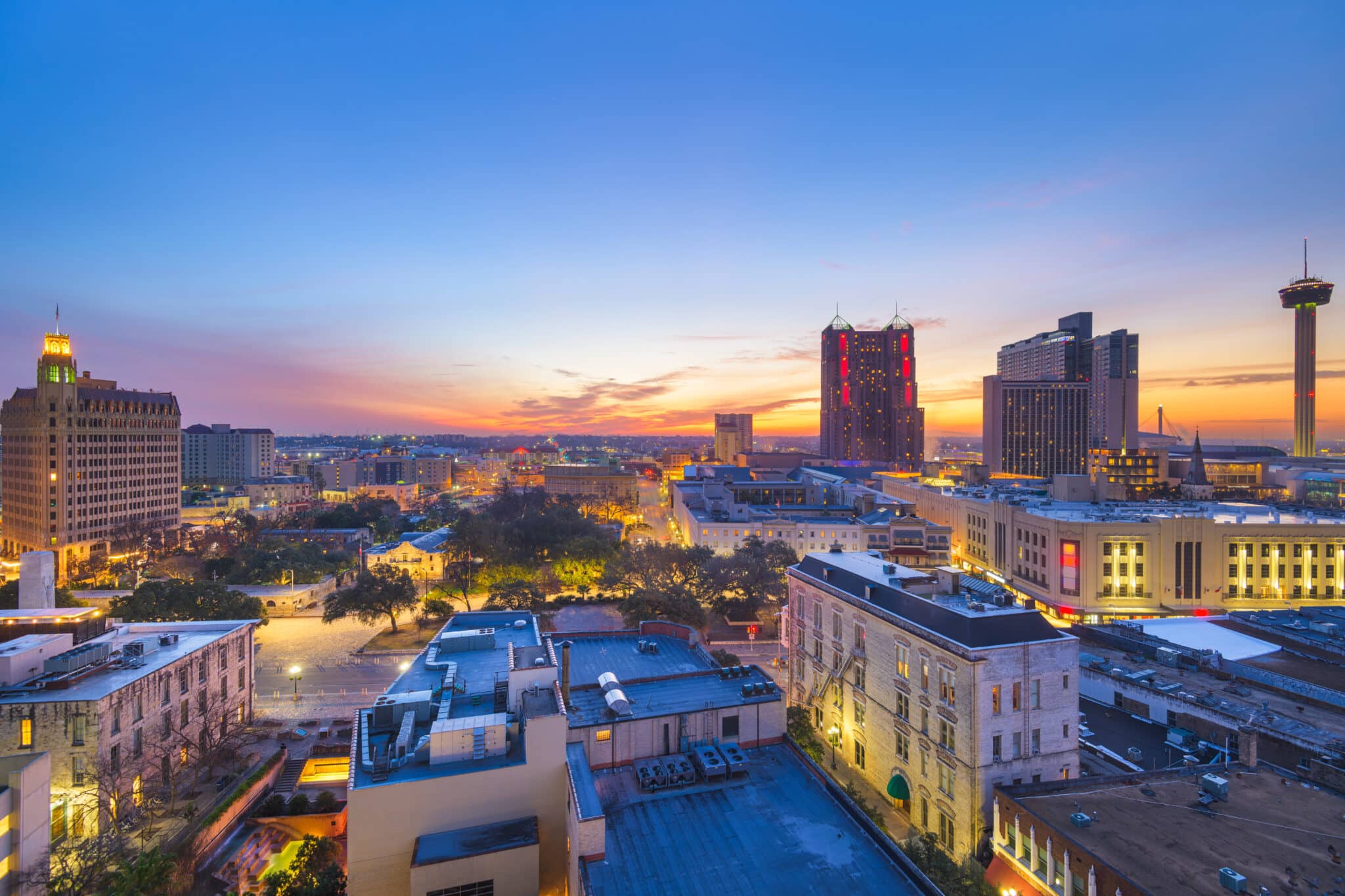 San Antonio skyline at dusk