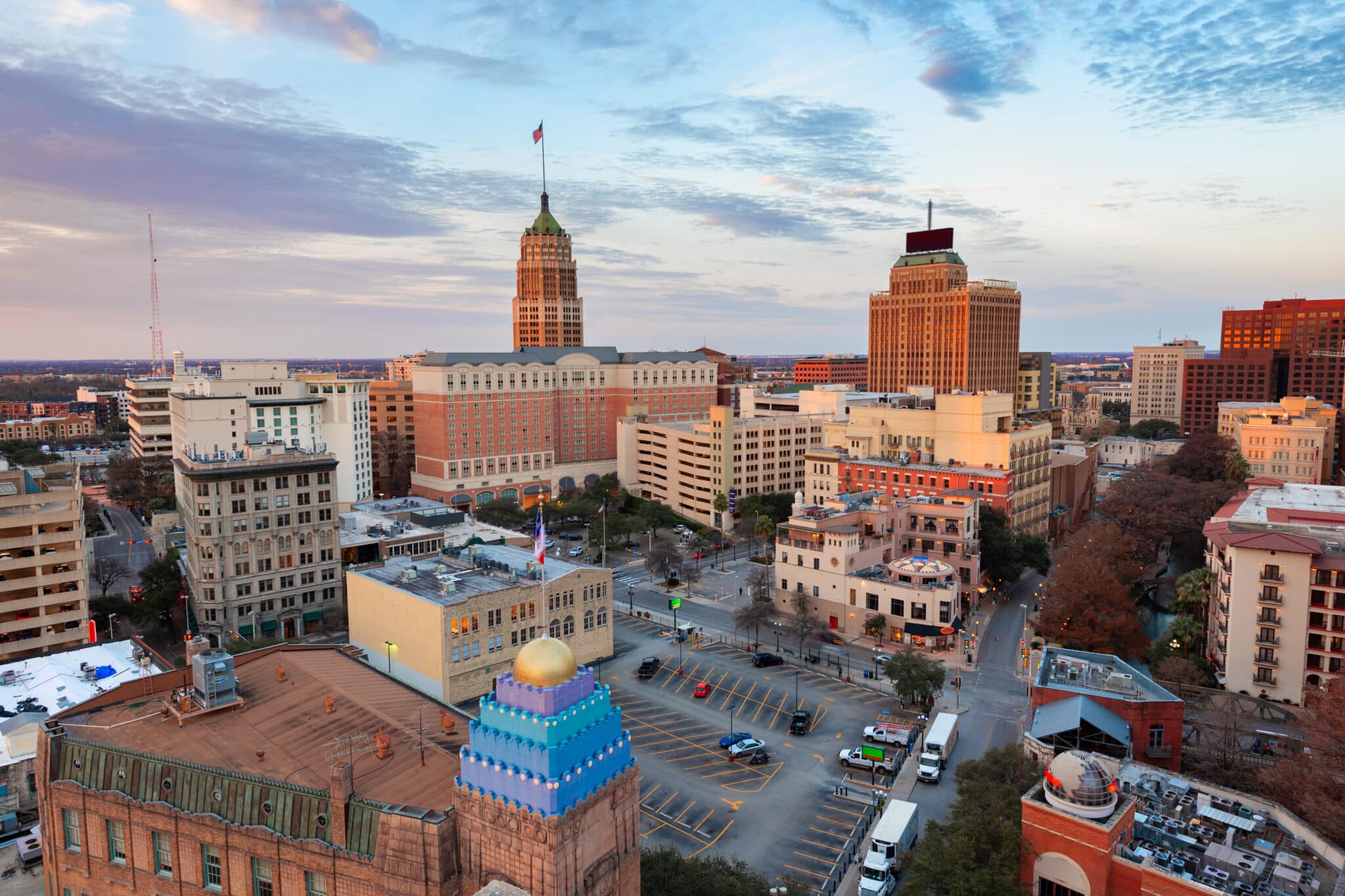 aerial photo of downtown San Antonio TX